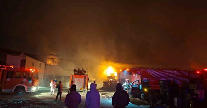 Meyve-sebze paketleme fabrikası yangınındaki hasar gün ağarınca ortaya çıktı