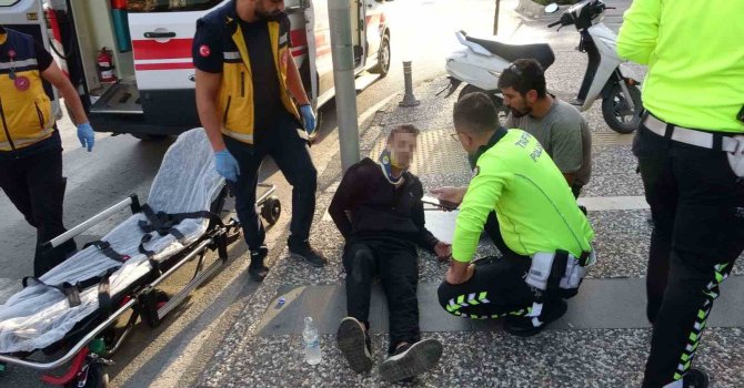 Yayaya çarpmamak için motosikleti devirdi: 1 yaralı