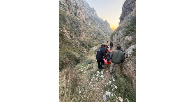 Yürüyüş esnasında kayalıklardan düşen şahıs yaralandı