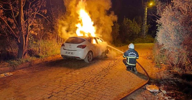 Defne’de otomobil alevlere teslim oldu