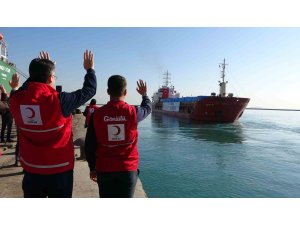 19. İyilik Gemisi Gazze’ye insani yardım için Mersin’den yola çıktı
