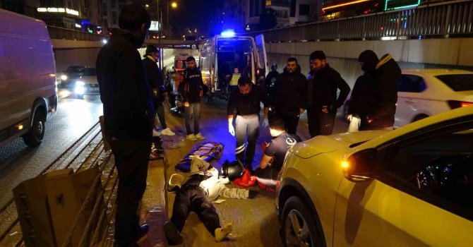 Yavaşlayan trafiği son anda fark etti, önce otomobile ardından bariyere çarptı