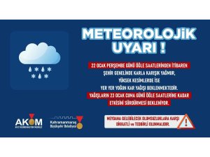 Kahramanmaraş genelinde 22 Ocak’ta kar yağışı bekleniyor