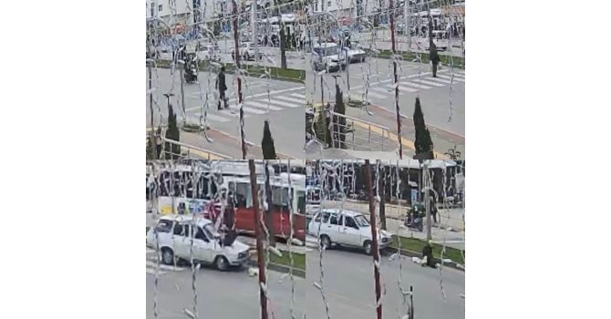 Yaya geçidinden geçerken otomobil çarptı: O anlar kamerada