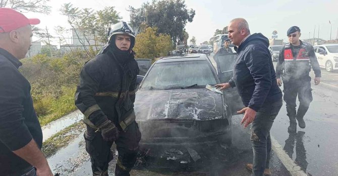Bir hafta önce satın aldığı araç alev alev yandı