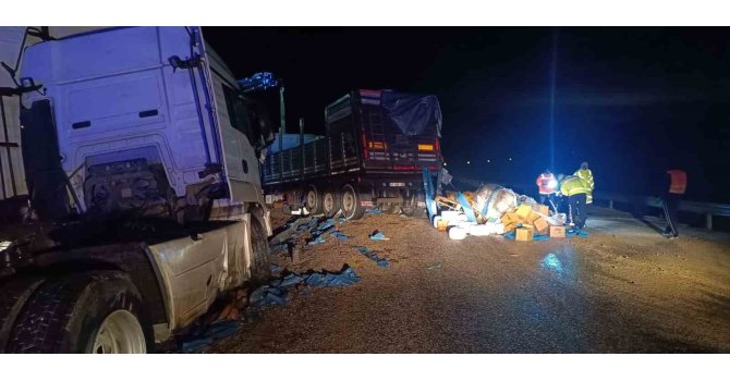 Zirai gübre yüklü tır devrildi: 1 yaralı