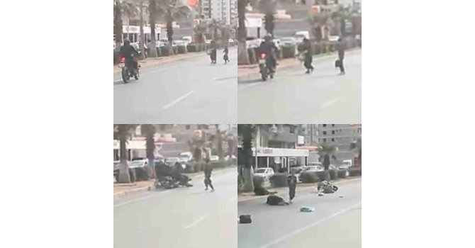 Motosiklet yayaya çarptı, o anlar araç kamerasına yansıdı: 2 yaralı