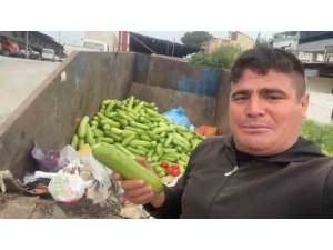 Toptancı halinde çöpe atılan sebzelere tepki