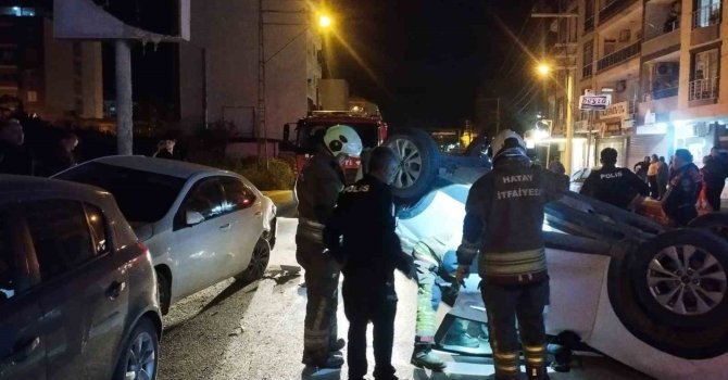 Arsuz’da ters dönen otomobilin sürücüsü yaralandı