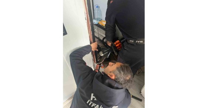 Antakya’da profil demirine sıkışan kuş kurtarıldı