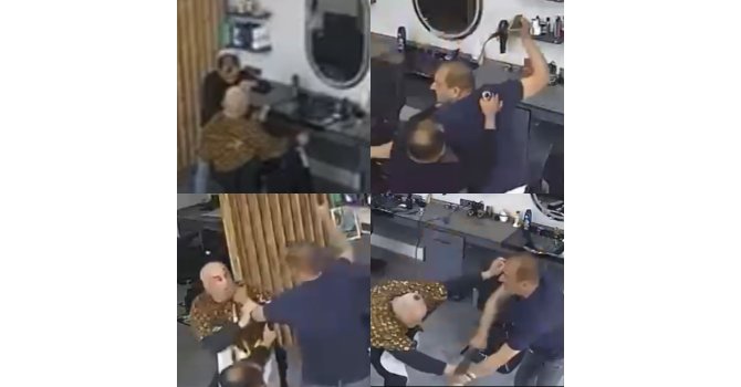 Berberde tıraş olan şahsa satırla saldırmıştı, o anların görüntüsü ortaya çıktı