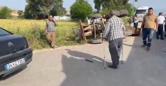 Kırıkhan’da devrilen traktör sürücüsü yaralandı