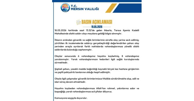 Mersin Valiliği’nden kanlı saldırı açıklaması
