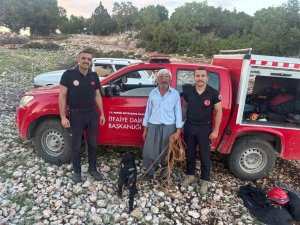 Mersin’de 70 metrelik mağarada mahsur kalan oğlak kurtarıldı