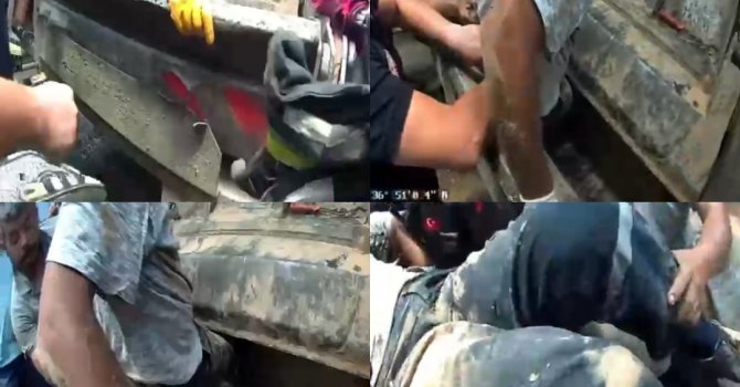 Mersin’de çöp kamyonunun hidrolik bölümüne sıkışan işçi kurtarıldı