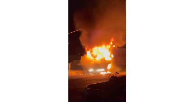Hatay’da seyir halinde olan tır alevlere teslim oldu