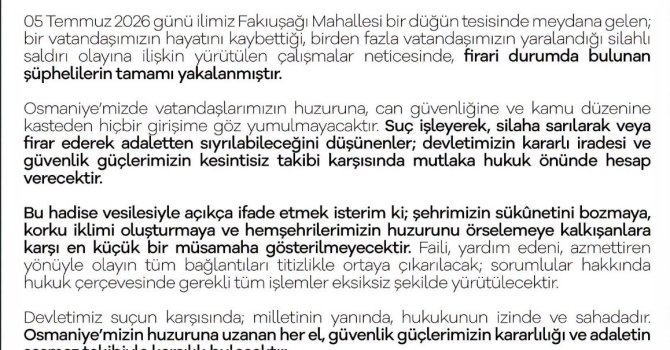 Osmaniye’de düğün salonundaki cinayette firari şüpheliler de yakalandı