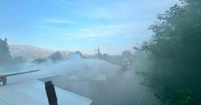 Odun ateşinden sıçrayan kıvılcımlar yangına neden oldu