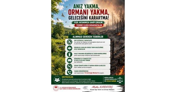 Kozan İlçe Tarım Müdürlüğü’nden anız uyarısı