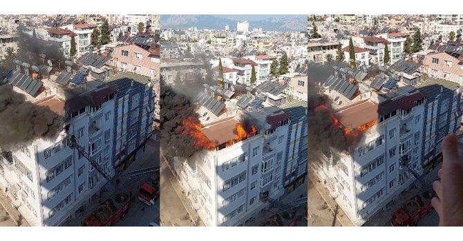 Antalya’da 5 katlı binanın terasındaki yangında can pazarı