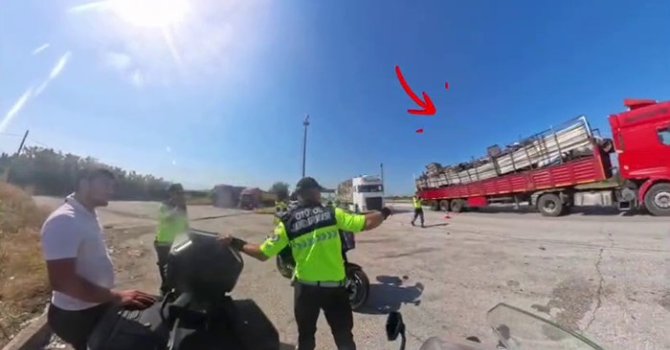 Otoyolda tehlikeli yük taşıyan tır, jandarmanın dikkatinden kaçmadı