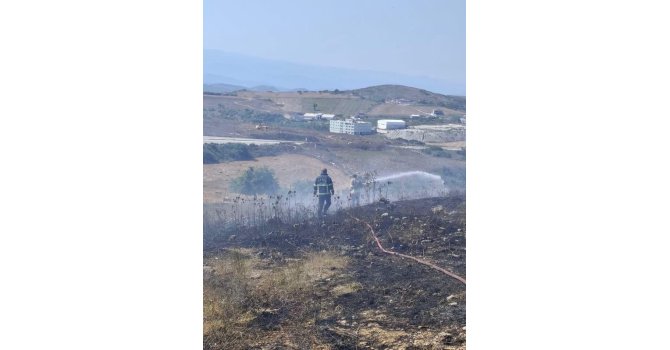 Yayladağı’nda arazi yangını geniş alana yayılmadan söndürüldü