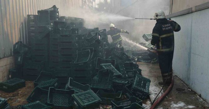 Çocuklar oyun oynarken binlerce sebze ve meyve kasasını yaktı