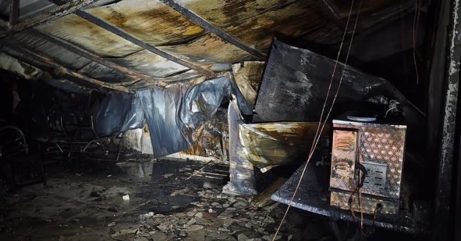 Yayladağı’nda taş ocağının yemekhanesinde yangın çıktı