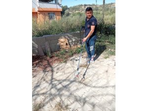 Samandağ’da yerleşim yerinde görülen yılan yakalanarak doğaya bırakıldı