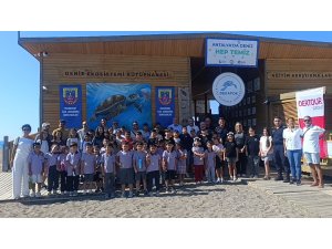 Tedavisi tamamlanan iki yeşil deniz kaplumbağası denize bırakıldı