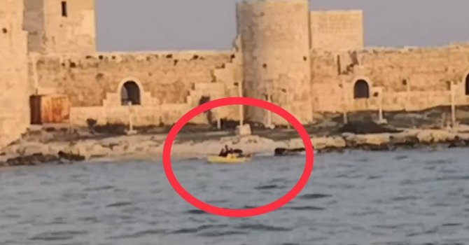 Akıntıya kapılan tatilci deniz bisikleti ile kurtarıldı