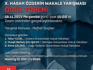 X. HASAN ÖZDERİN MAKALE YARIŞMASI SAHİPLERİNİ BULDU