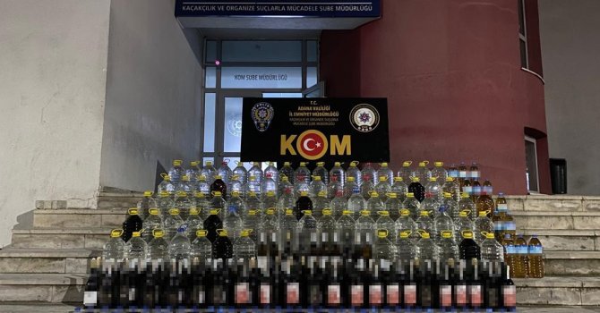 Adana’da 2 bin 378 litre sahte içki ele geçirildi