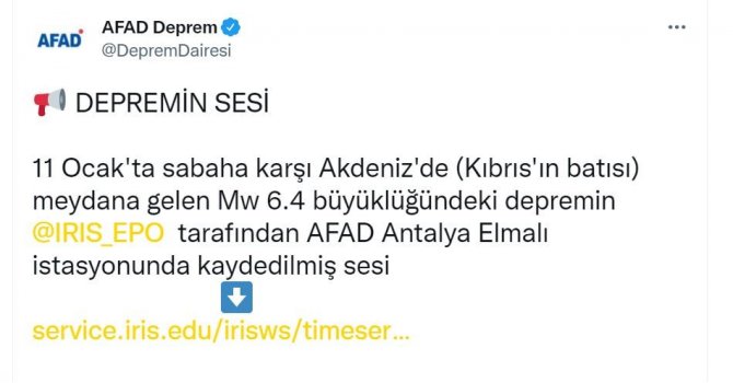 Akdeniz’de 6.4 büyüklüğündeki depremin ürkütücü sesi  kaydedildi