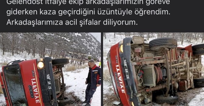 İtfaiye aracı kazaya müdahaleye giderken kaza yaptı