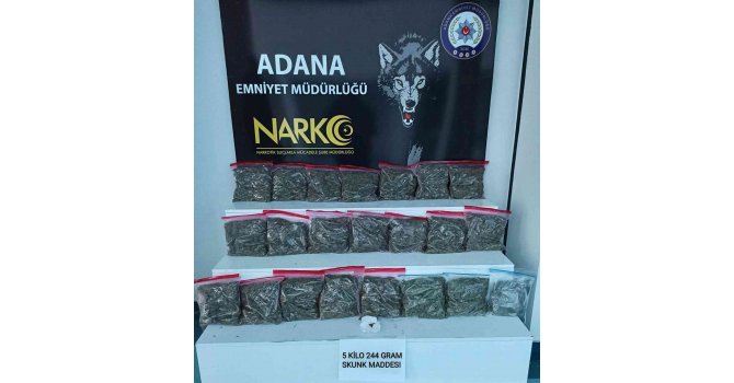 Adana’da 5 kilo 244 gram skunk ele geçirildi