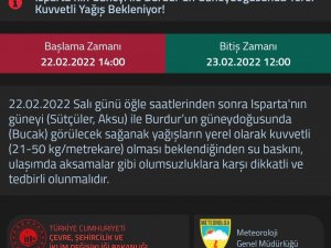 Burdur’da kuvvetli yağış uyarısı