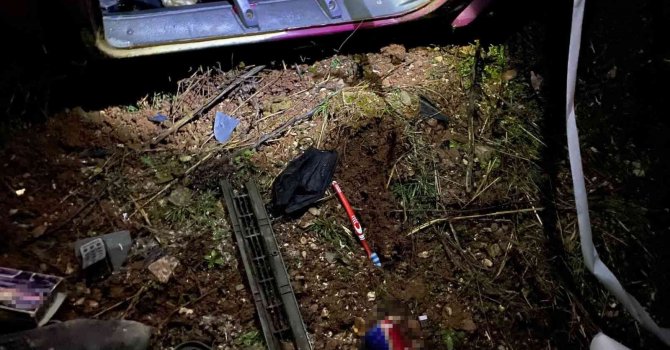 Alkollü sürücünün kullandığı kamyonet yan yattı