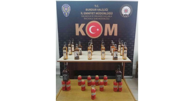Burdur’da  31 şişe kaçak içki ele geçirildi