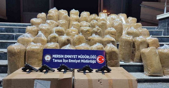 Mersin’de 5 tabanca ve 290 kilo kaçak tütün ele geçirildi