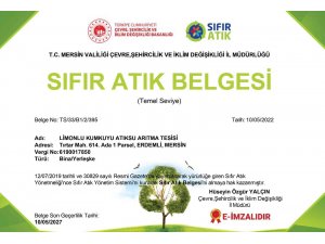 MESKİ Limonlu-Kumkuyu Atıksu Arıtma Tesisine ‘Sıfır Atık Belgesi’ verildi
