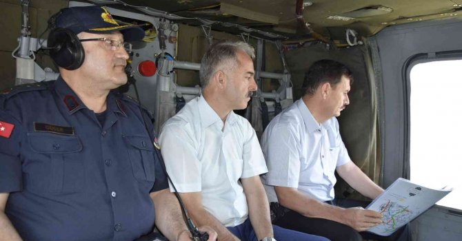 Burdur’u Antalya’ya bağlayan yollarda jandarmadan helikopter destekli trafik denetimi