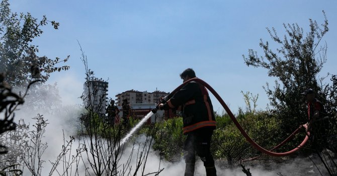 Otluk alanda çıkan yangın korkuttu