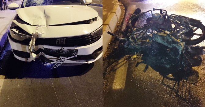 Kazada yanan motosikletin sürücüsü hayatını kaybetti