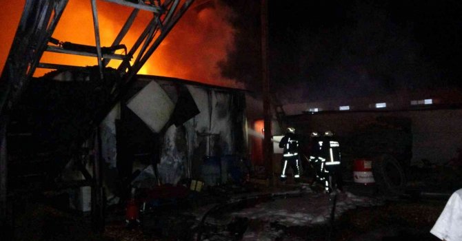 Antalya’da palet imalathanesinde gece yarısı korkutan yangın