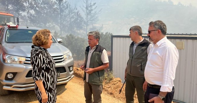 AK Parti’li Yılmaz yangın bölgesinde incelemelerde bulundu