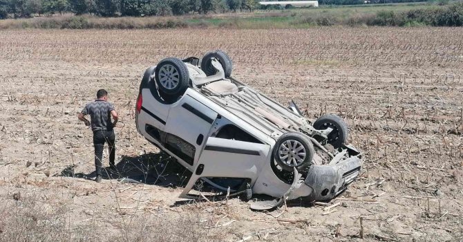Virajı alamayan otomobil mısır tarlasına uçtu: 1 yaralı