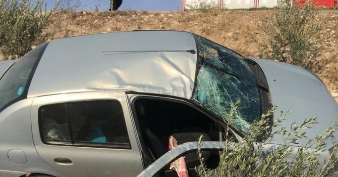 Şarampole devrilen otomobilin sürücüsü yaralandı