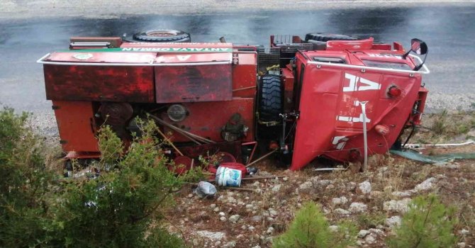 Orman işletmesi arazözü devrildi: Orman işçileri ölümden döndü