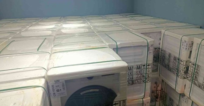 Nakliyat firmasının Suriye’ye götürmediği çamaşır makinaları depoda ele geçirildi